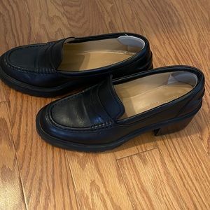 Madewell black leather lug-sole loafers